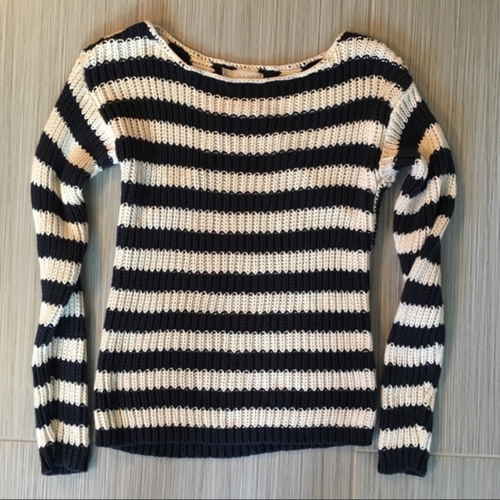 Hinge Navy and Cream Striped Sweater - Picture 2 of 6